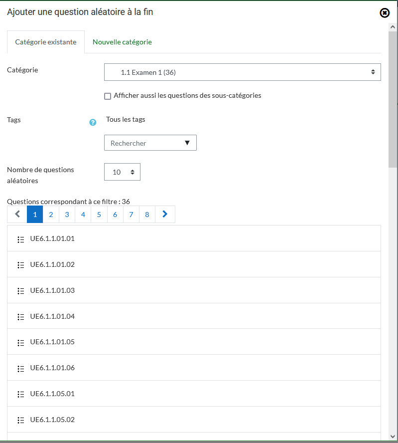 Paramètre ajouter une question test QCM sur TicéA