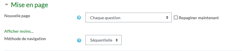 QCM paramètre de mise en page