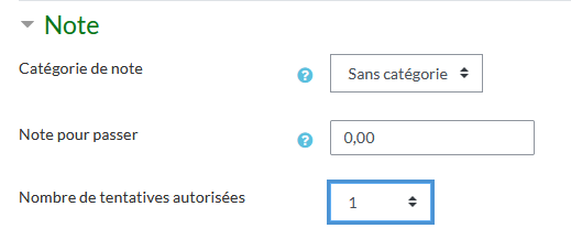 Paramètre note pour QCM ticéA